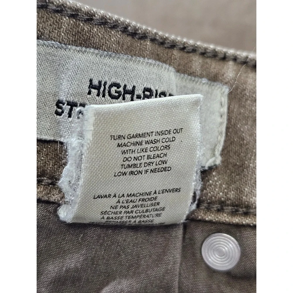 OAT Straight Crop Pants Womens 28 Brown Solid High Rise Cotton Blend‎ 1049-GD